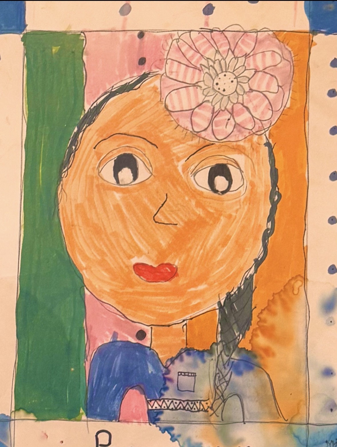 Parnaz's first self portrait, drawn as a child